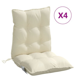 Coussins de chaise à dossier bas lot de 4 crème tissu oxford