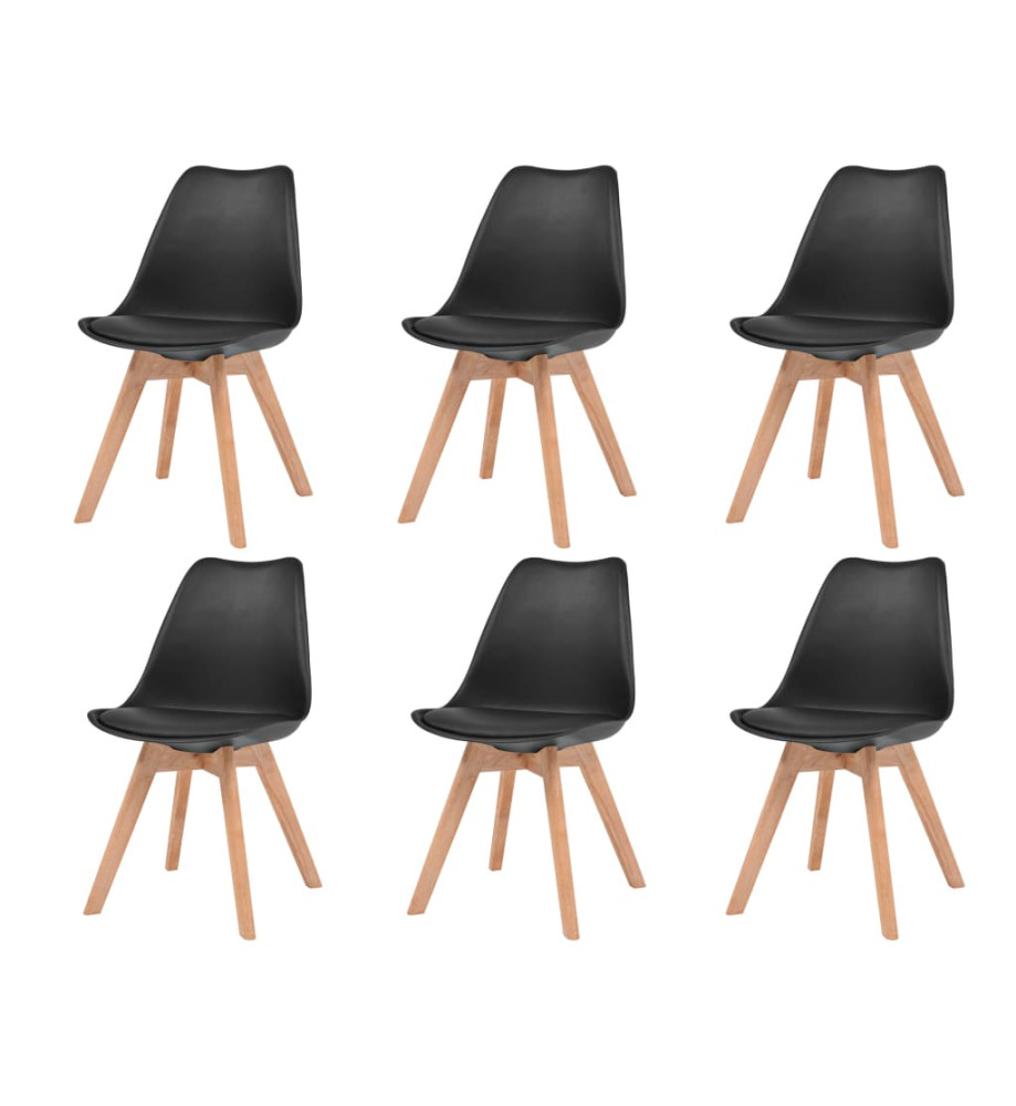 Chaises à manger lot de 6 Noir Plastique