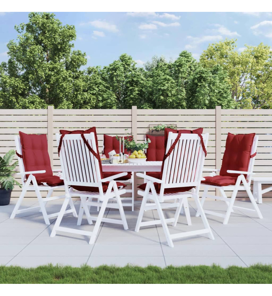 Coussins de chaise à dossier haut lot de 6 rouge bordeaux Coussins de chaise à dossier haut lot de 6 rouge bordeaux