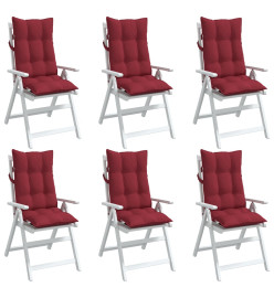 Coussins de chaise à dossier haut lot de 6 rouge bordeaux