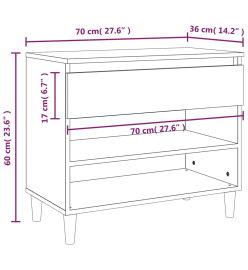 Armoire à chaussure Blanc brillant 70x36x60 cm Bois ingénierie