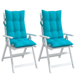 Coussins de chaise à dossier haut lot de 2 turquoise