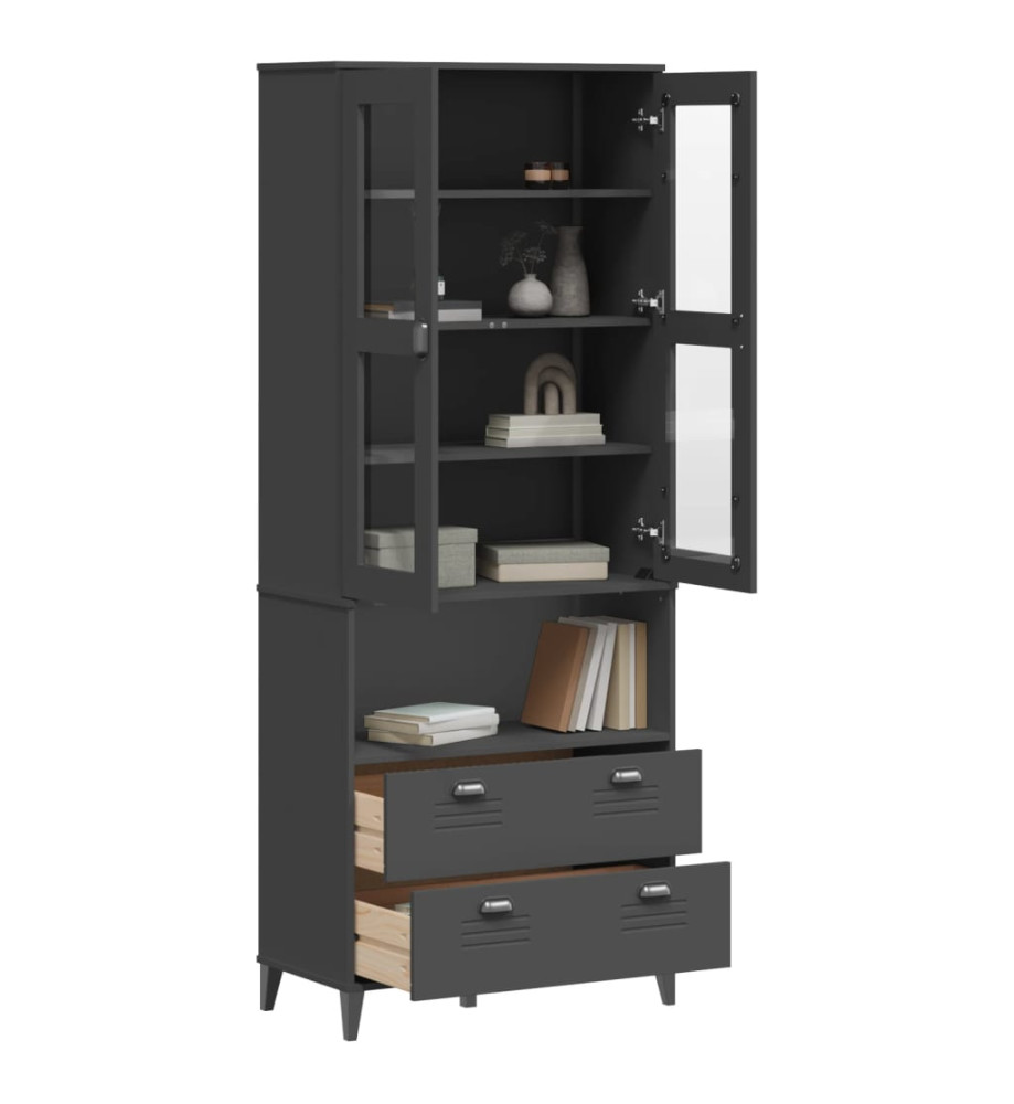 Buffet VIKEN gris anthracite 80x40x200 cm bois massif de pin Buffet VIKEN gris anthracite 80x40x200 cm bois massif de pin