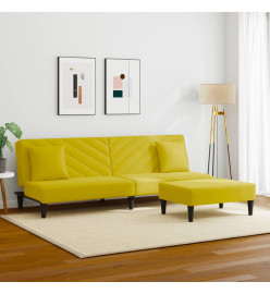 Ensemble de canapés 2 pcs avec coussins jaune velours