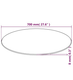 Dessus de table ronde en verre trempé 700 mm