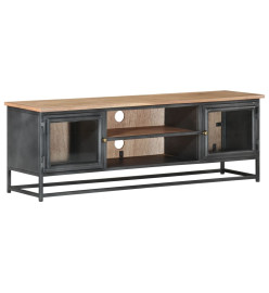 Meuble TV Gris 120x30x40 cm Bois d'acacia massif et acier