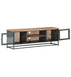 Meuble TV Gris 120x30x40 cm Bois d'acacia massif et acier