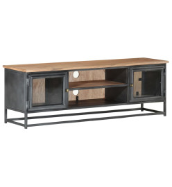 Meuble TV Gris 120x30x40 cm Bois d'acacia massif et acier