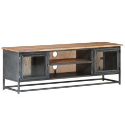 Meuble TV Gris 120x30x40 cm Bois d'acacia massif et acier