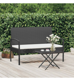 Banc de jardin avec coussin noir 105 cm résine tressée