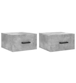 Tables de chevet murales 2 pcs gris béton 35x35x20 cm