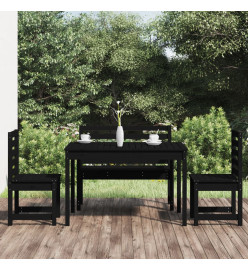 Ensemble à dîner de jardin 4 pcs noir bois massif de pin