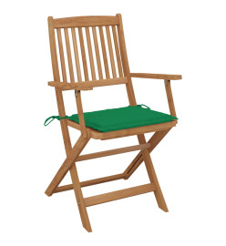 Chaises pliables de jardin 6 pcs avec coussins Bois d'acacia