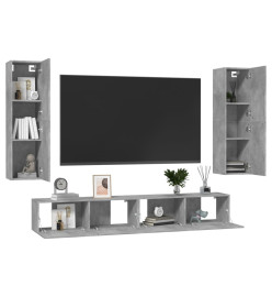 Ensemble de meubles TV 4 pcs Gris béton Aggloméré