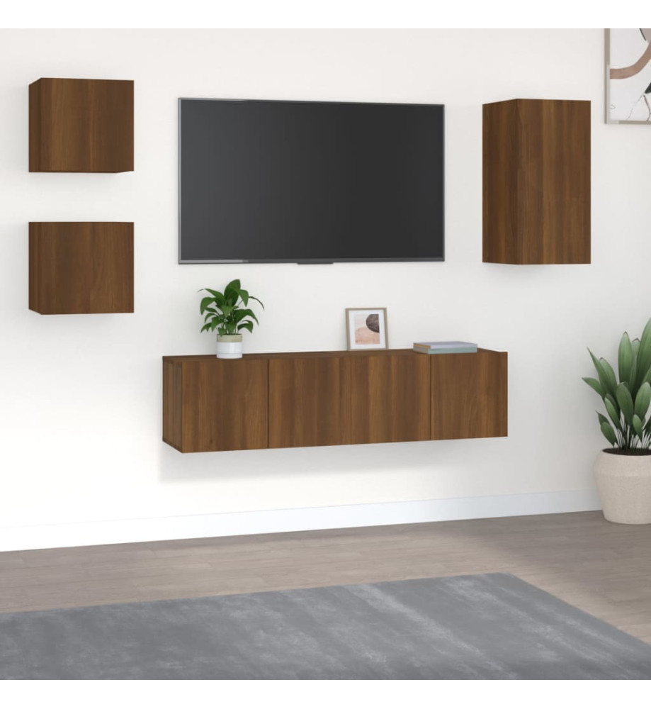 Ensemble de meubles TV 5 pcs Chêne marron Bois d'ingénierie