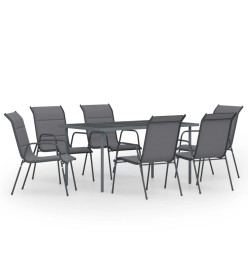 Mobilier de salle à manger d'extérieur 7 pcs Acier Anthracite