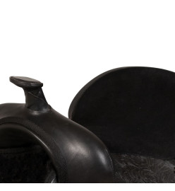 Selle, bridon et col de poitrine Cuir véritable 15 po Noir