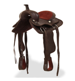 Selle, bridon et col de poitrine Cuir véritable 12 po Marron