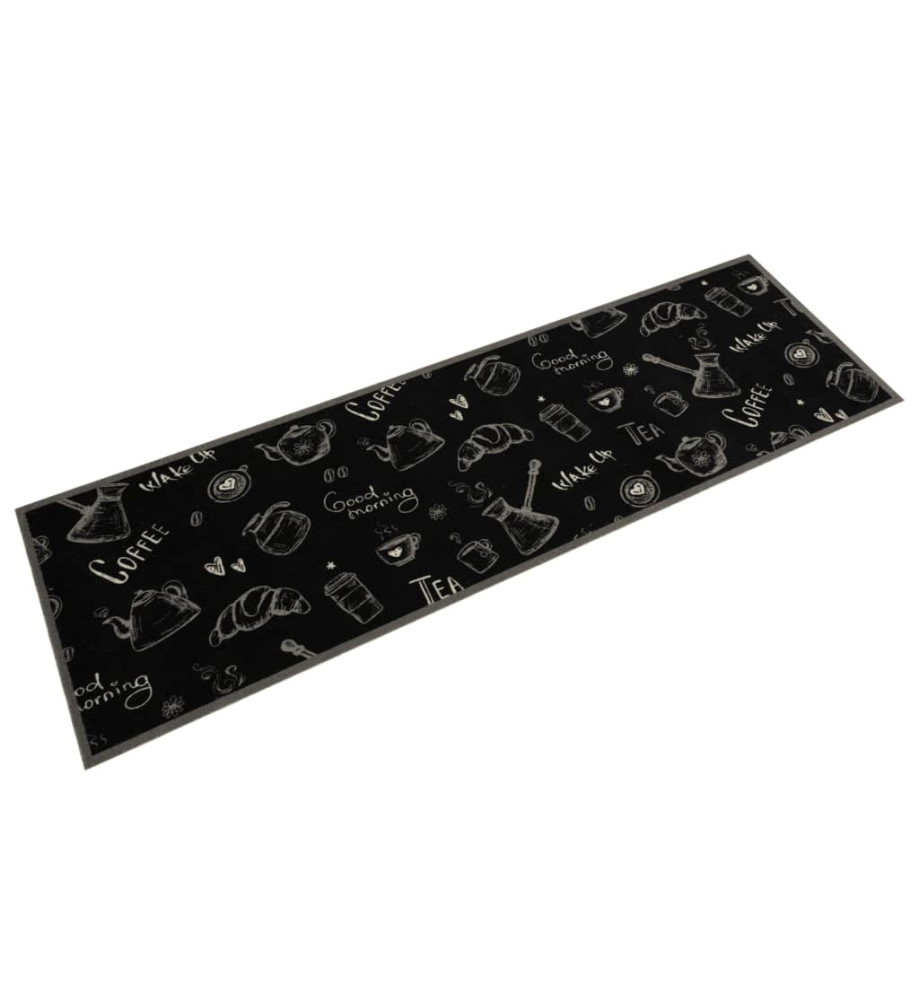 Tapis de cuisine lavable imprimé Morning noir 45x150 cm velours