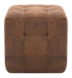 2 pcs Poufs Marron 30 x 30 x 30 cm Similicuir daim