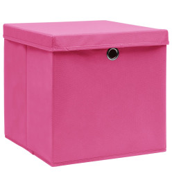 Boîtes de rangement avec couvercles 4 pcs 28x28x28 cm Rose