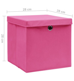 Boîtes de rangement avec couvercles 4 pcs 28x28x28 cm Rose