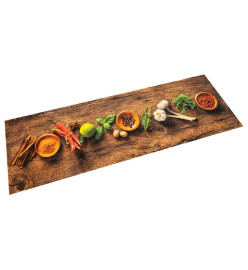 Tapis de cuisine lavable impression d'épices 45x150 cm velours