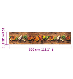 Tapis de cuisine lavable impression d'épices 60x300 cm velours