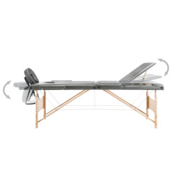 Table de massage avec 3 zones Cadre en bois Anthracite 186x68cm