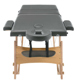 Table de massage avec 3 zones Cadre en bois Anthracite 186x68cm