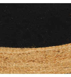 Tapis tressé Noir et naturel 120 cm Jute et coton Rond