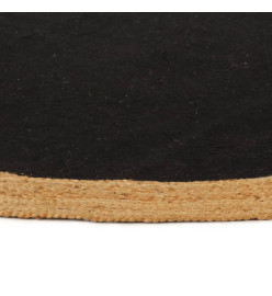 Tapis tressé Noir et naturel 120 cm Jute et coton Rond