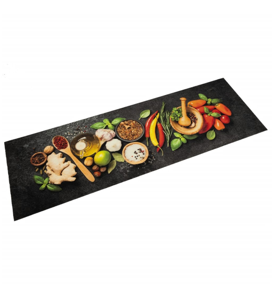 Tapis de cuisine lavable impression d'épices 60x180 cm velours