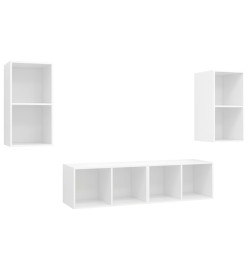 Meubles TV muraux 4 pcs Blanc Aggloméré