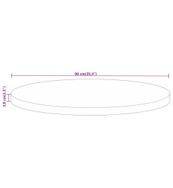 Dessus de table Ø 90x3,8 cm rond bois de manguier massif