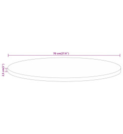 Dessus de table Ø 70x2,5 cm rond bois de manguier massif