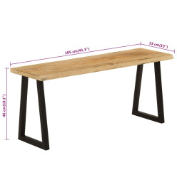 Banc avec bord vivant 105 cm bois de manguier massif