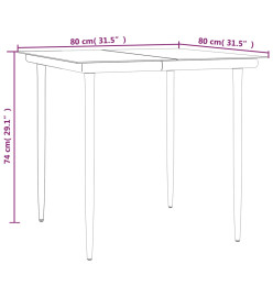 Ensemble à manger de jardin 3 pcs coussins résine tressée acier