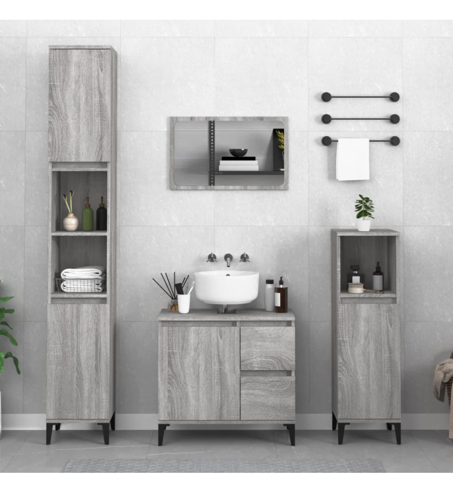 Armoire de bain sonoma gris 65x33x60 cm bois d'ingénierie