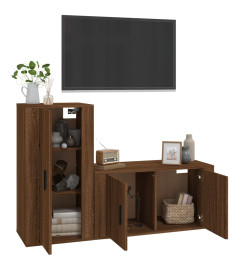 Ensemble de meubles TV 2 pcs Chêne marron Bois d'ingénierie