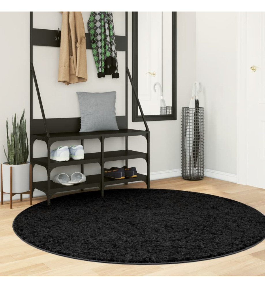 Tapis OVIEDO à poils courts noir Ø 160 cm Tapis OVIEDO à poils courts noir Ø 160 cm