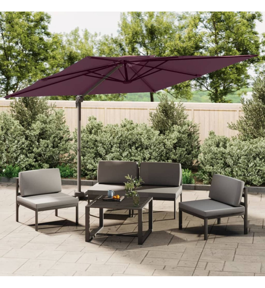 Parasol cantilever à double toit Bordeaux Rouge 300x300 cm