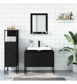 Ensemble d'armoires salle de bain 3 pcs noir bois d'ingénierie