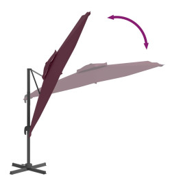 Parasol cantilever à double toit Bordeaux Rouge 300x300 cm