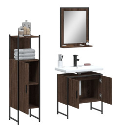 Ensemble d'armoires de salle de bain 3 pcs chêne marron