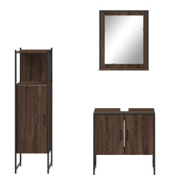 Ensemble d'armoires de salle de bain 3 pcs chêne marron