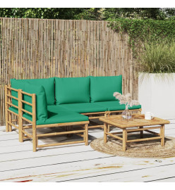 Salon de jardin 5 pcs avec coussins vert bambou