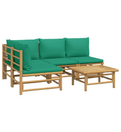 Salon de jardin 5 pcs avec coussins vert bambou