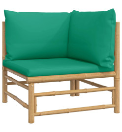 Salon de jardin 5 pcs avec coussins vert bambou