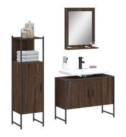 Ensemble d'armoires de salle de bain 3 pcs chêne marron